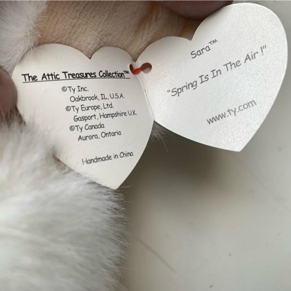 Vintage 1993 TY Attic Treasures “Sara” Soft White Bunny Rabbit Plush Toy Easter - Picture 12 of 12